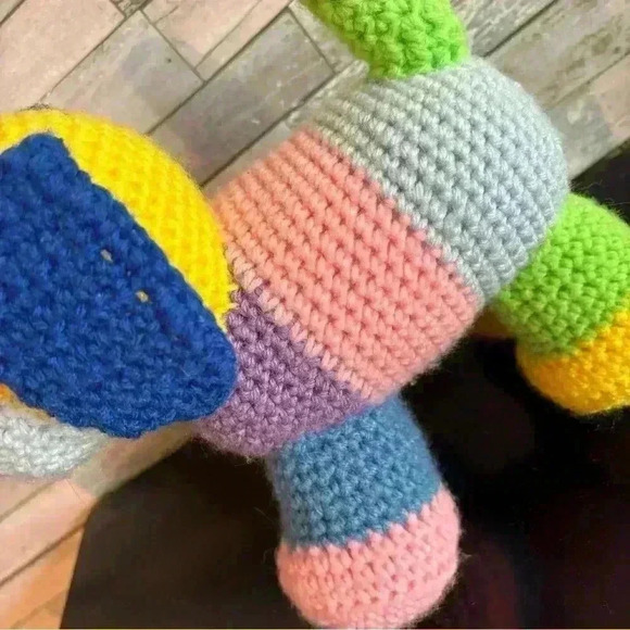 Crochet 8” Puppy Dog Plush Toy Stuffed Animal Handmade Rainbow Multicolor - Picture 7 of 9